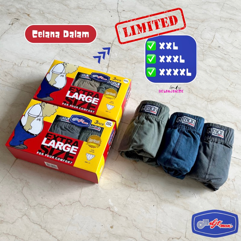 Celana Dalam Pria GT Man (isi 3) LARGE XXL, XXXL, & XXXXL