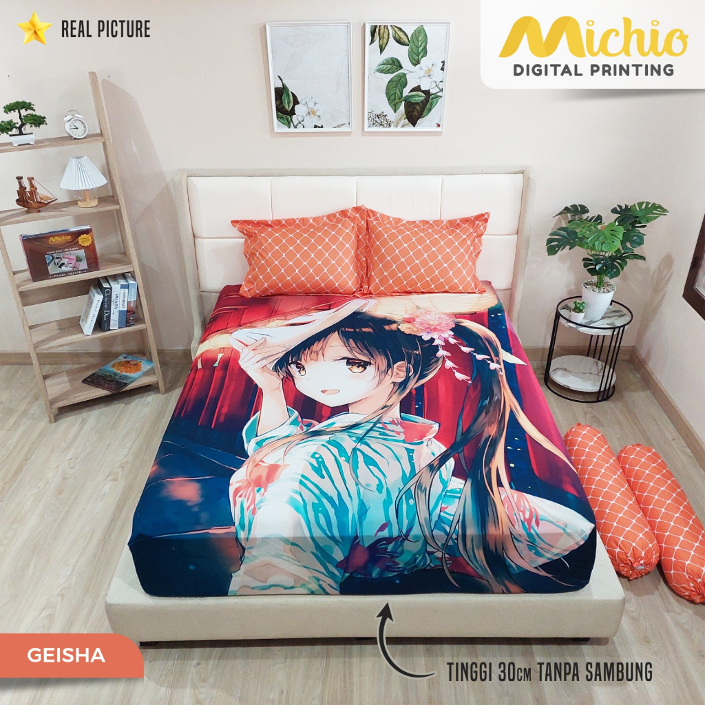 Michio Digital Printing Sprei Uk 160/180 T 30 - Geisha