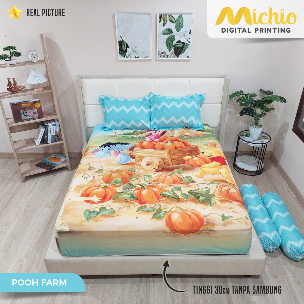 Michio Digital Printing Sprei Uk 160/180 T 30 - Pooh Farm