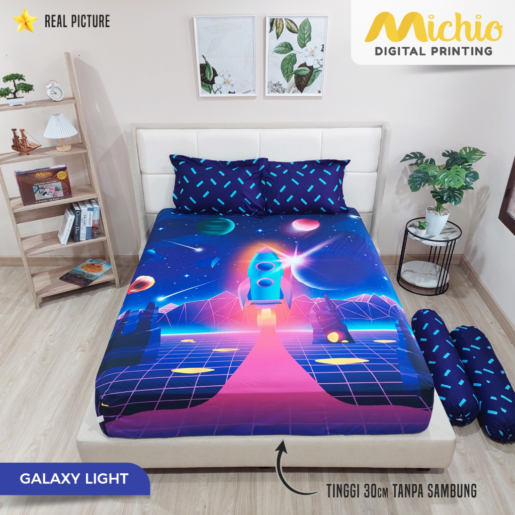 Michio Digital Printing Sprei Uk 160/180 T 30 - Galaxy Light