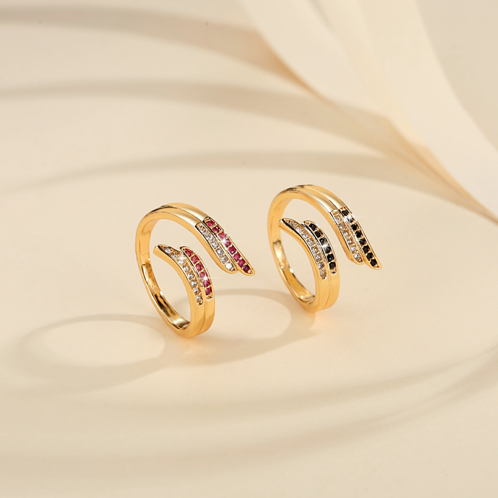 Y025 [COD✔] Cincin Terbuka Kristal Titanium Berlian Wanita Ukuran Yang Dapat Disesuaikan