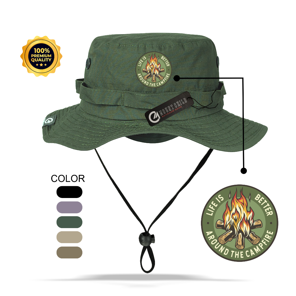 TOPI RIMBA OUTDOOR JUNGLE HAT PRIA WANITA RIPSTOP PREMIUM QUALITY TOPI CAMPING