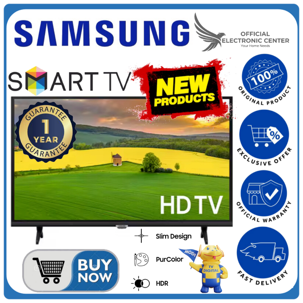 SAMSUNG TV LED 32INCH 32T4501 UA32T4501AKXXD SUPER SMART TV HDR PURCOLOR HD TV WIFI