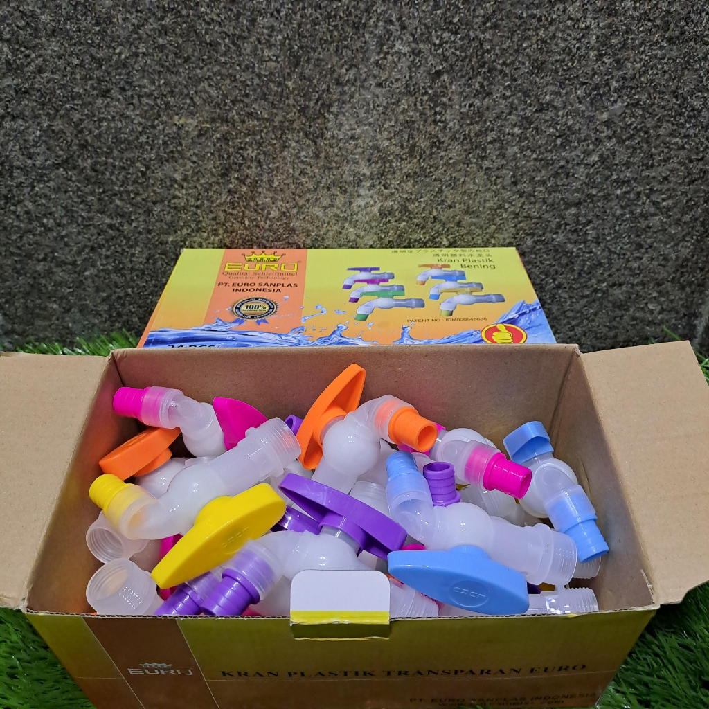 Kran PVC Euro  1box 24pcs 6 warna keran air plastik transparan warna-warni harga 1 dus 24pcs