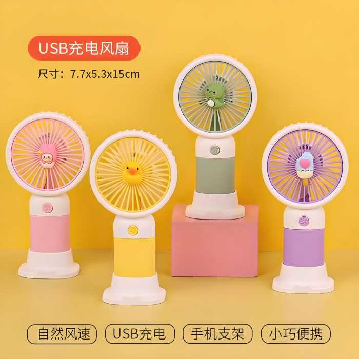 KIPAS ANGIN MINI + HOLDER DUDUKAN PORTABLE USB MINI FAN GENGGAM