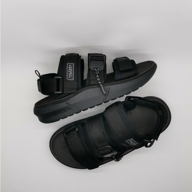 VALTARA Sandal Gunung Pria Casual All Black Original Sendal Outdoor Hitam Polos