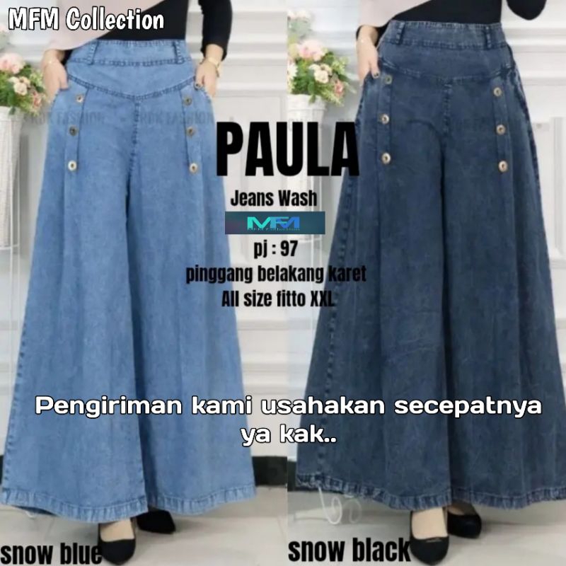 Celana Kulot Paula Jumbo Snow Palazzo / Kulot Payung Jeans