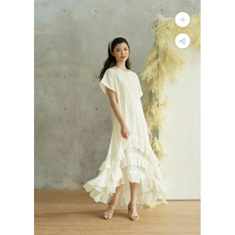 Novere bloom ruffle dress bone XS