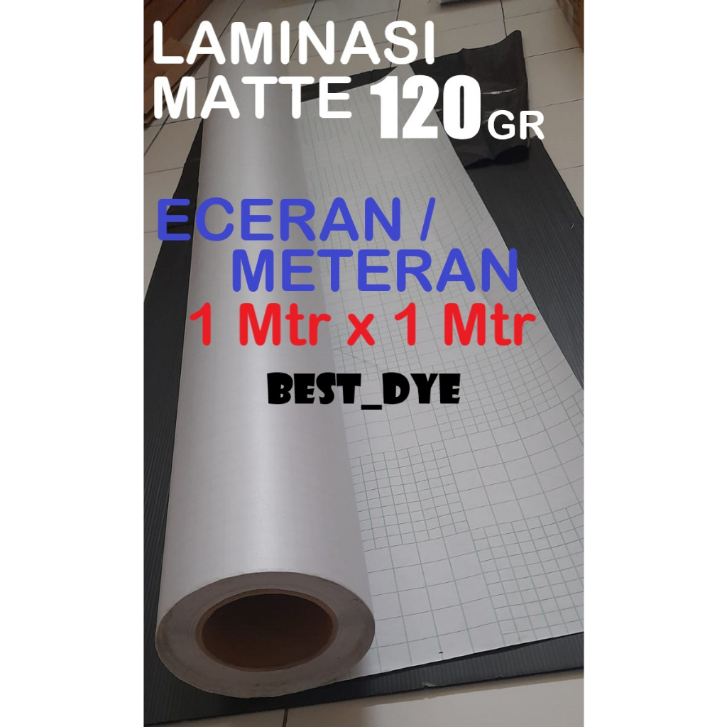 Plastik Laminasi Dingin DOFF MATTE 120 GR, METERAN = 1 Meter x 1 Meter,  Lembaran