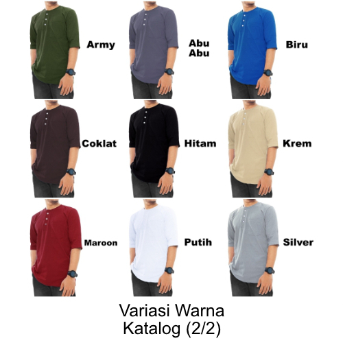 Afkar Clothes Kaos Polos Pria Cotton Combed 30s - Koko Kurta Kaos - Kaos Polos Lengan 3/4 Saku - SAC