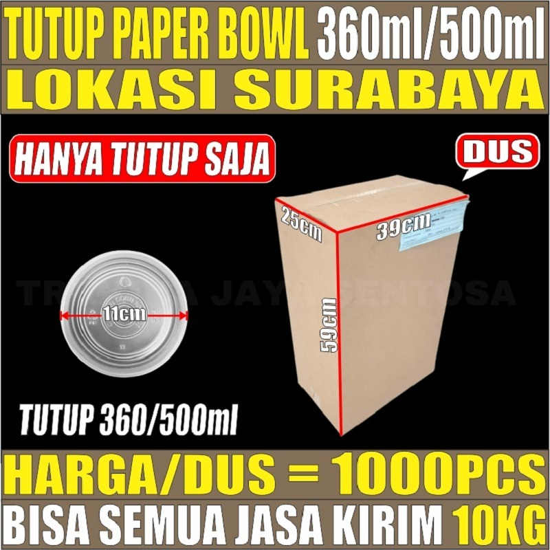 Tutup Paper Bowl 360ml n 500ml Perdus Hanya Lid Mangkok Kertas Semua Jasa Kirim Surabaya