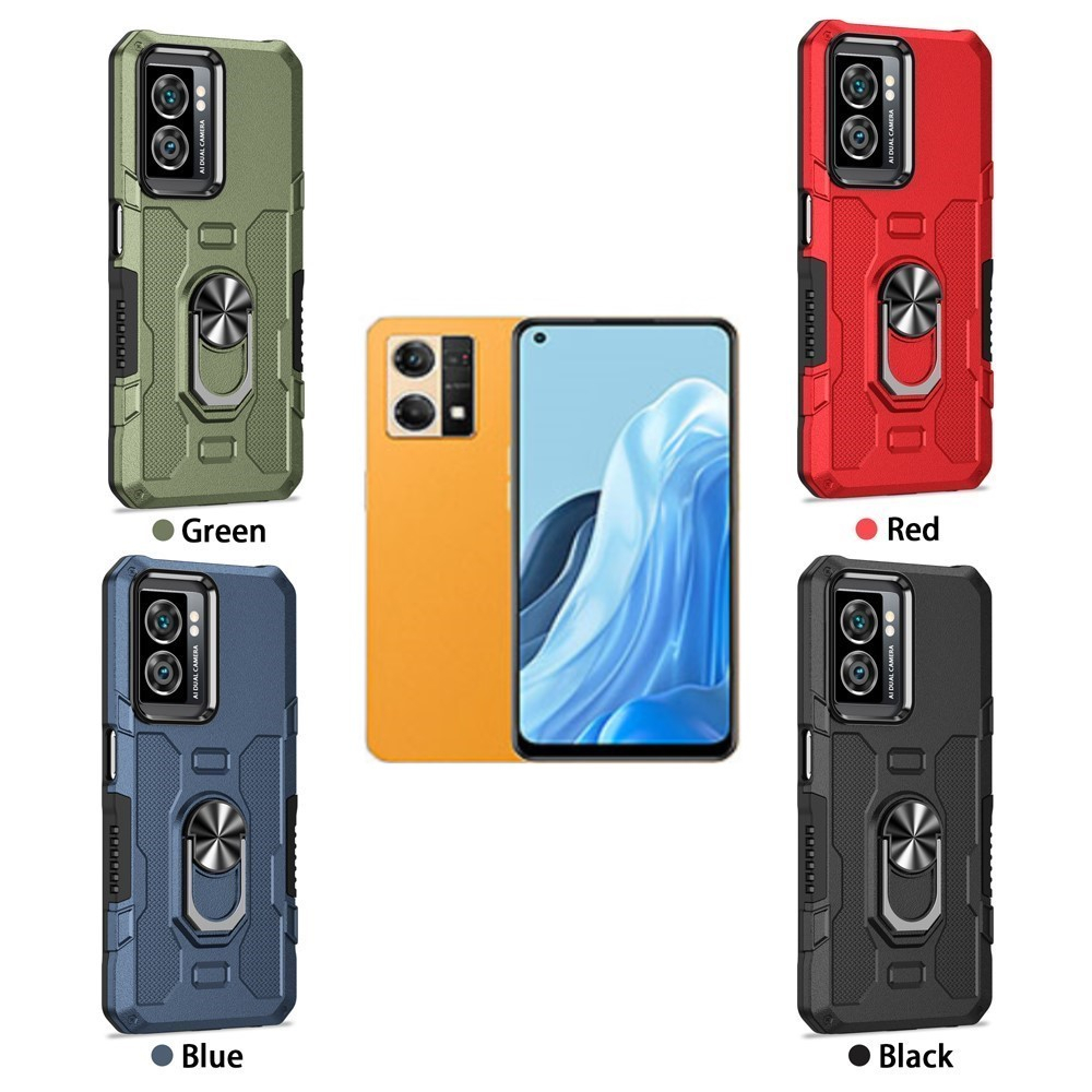 Case Armor OPPO RENO 7 4G Iring Cincin Magnetic Kesing Hp Protect kamera Premium Hard Case Standing Robot Pelindung Kamera