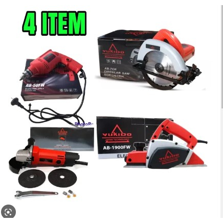 4 Item Ryu Tekiro Paket Tukang Kayu Mesin Gerinda 4 Inch/ Mesin Bor 10MM Bolak Balik/ Mesin Circular Saw 7Inch/ Mesin Planner 82MM Bisa COD