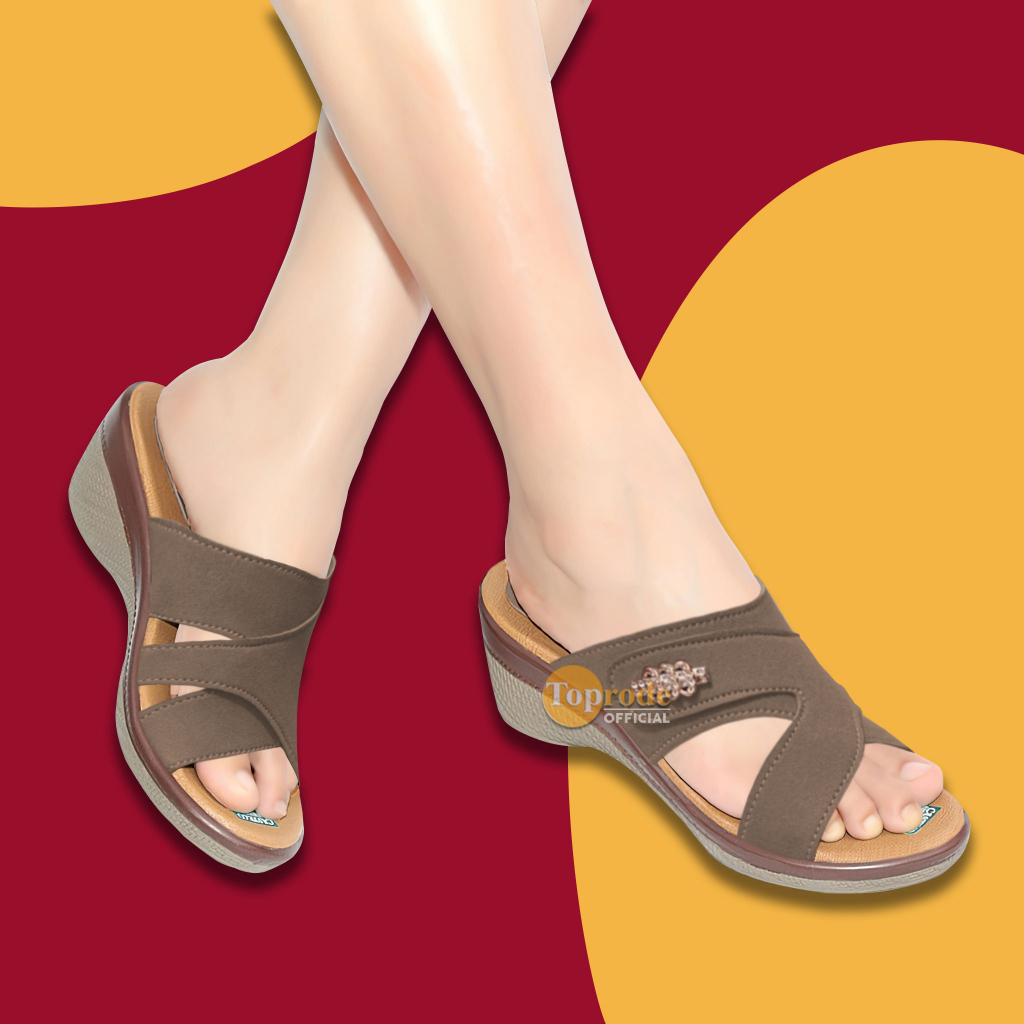 SANDAL WEDGES KEKINIAN MURAH TERBARU CEWEK TINGGI IBU CASUAL SELOP SLOP SLIP SELIP KARET WANITA TC19