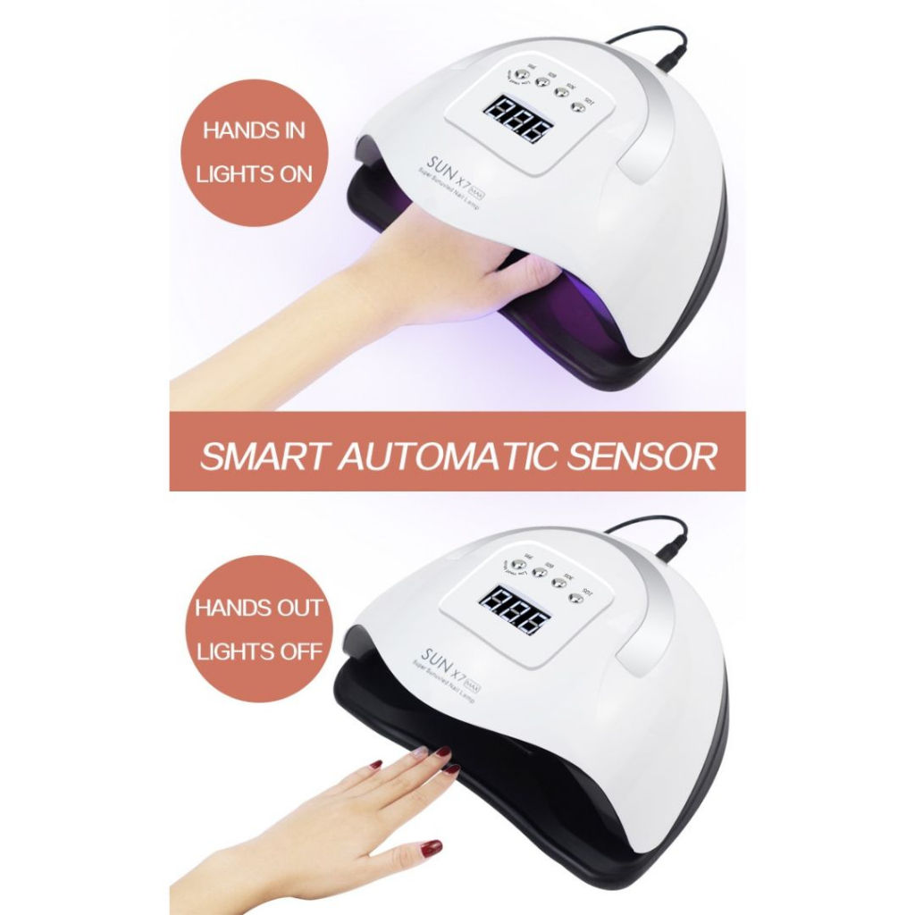 SUN Pengering Kutek UV Lamp Nail Dryer Smart Sensor LCD Display - X7 MAX - White