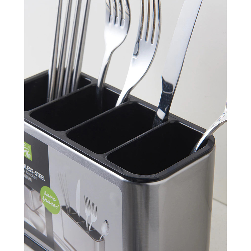 Rak Alat Makan Sendok Garpu Dapur Cutlery Holder Box Rack - H2740 - Silver