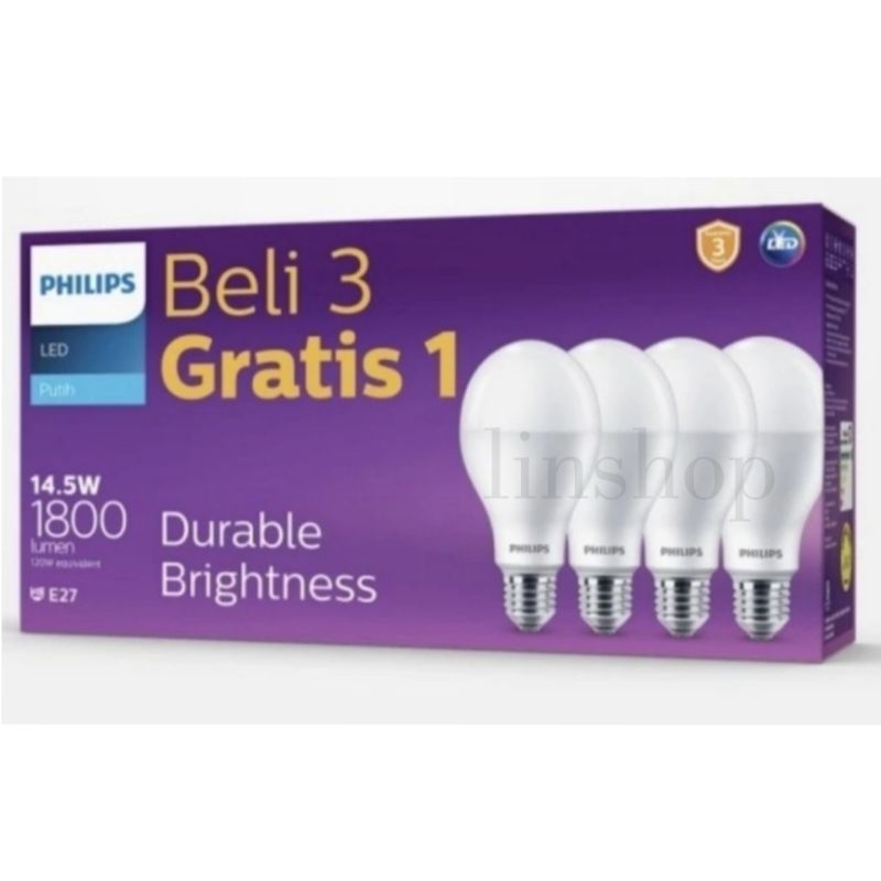 PHILIPS LAMPU LED BULB MULTIPACK 14.5W / LED PAKET PHILIPS 14.5 WATT 14,5W PUTIH 14,5 WATT