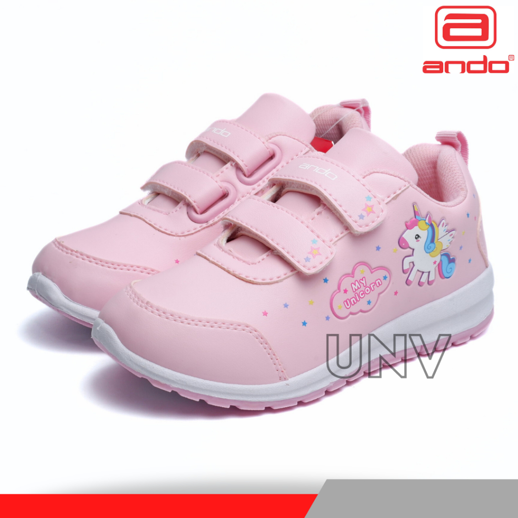 Sepatu Sekolah Anak Perempuan PAUD TK SD Balita Perempuan USIA 4 5 6 7 8 Tahun Ando Karakter Kuda Pony Unicorn Minicorn Perekat Tanpa Tali