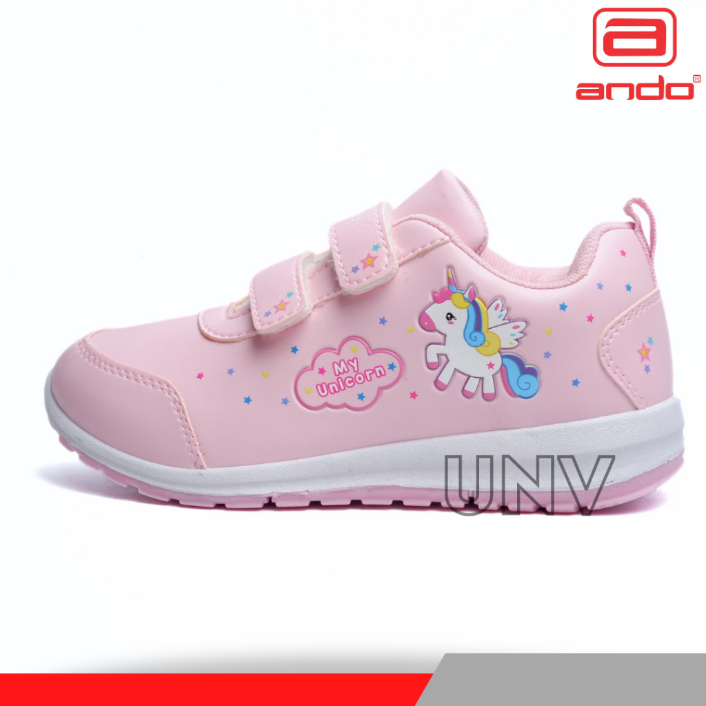 Ando Minicorn Sepatu sekolah anak Perempuan TK PAUD balita Usia 2 3 4 5 Tahun Pink Kuda Pony