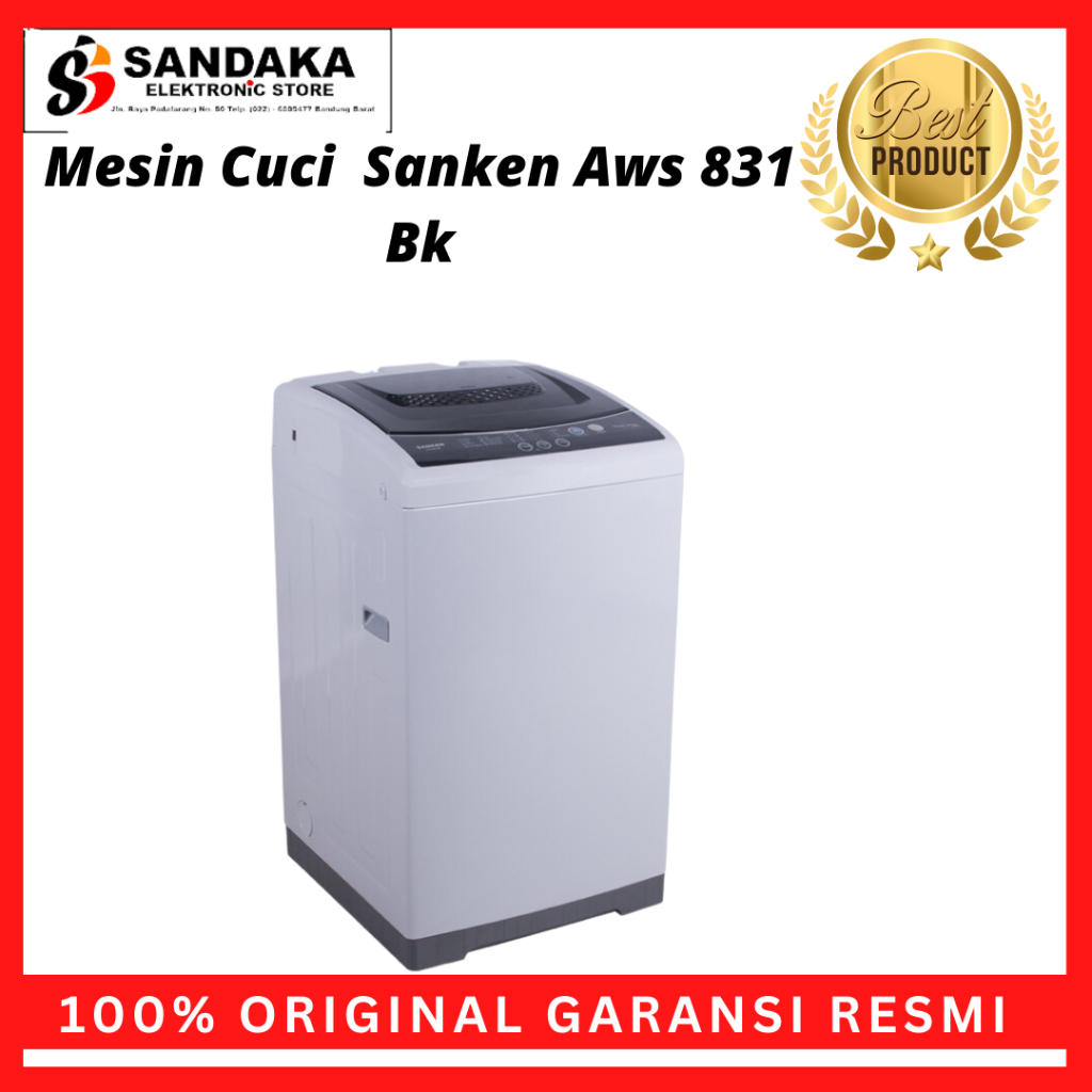 Sanken Mesin Cuci Aws 831 BK Top Load 8 kg 1 Tabung