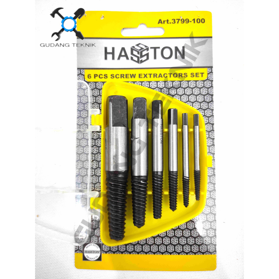 Mata Tap Balik Set 6pcs 3799-100 HASSTON PROHEX / Screw Extractor Hand Tap Balik Buka Baut Patah Rusak Patah 3799 100 HASSTON PROHEX