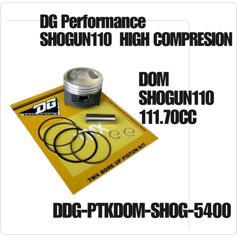 PISTON DOM SHOGUN110 54.00-54.50-55.00-55.50 MM HIGH COMPRESION DG PERFORMANCE RACING