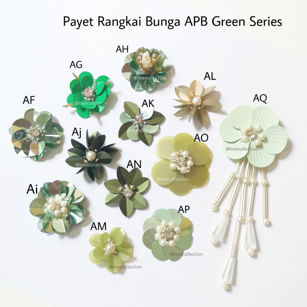 Payet Rangkai Bunga 3d Hijau APB Green KOMPILASI Mint Sage Olivine series