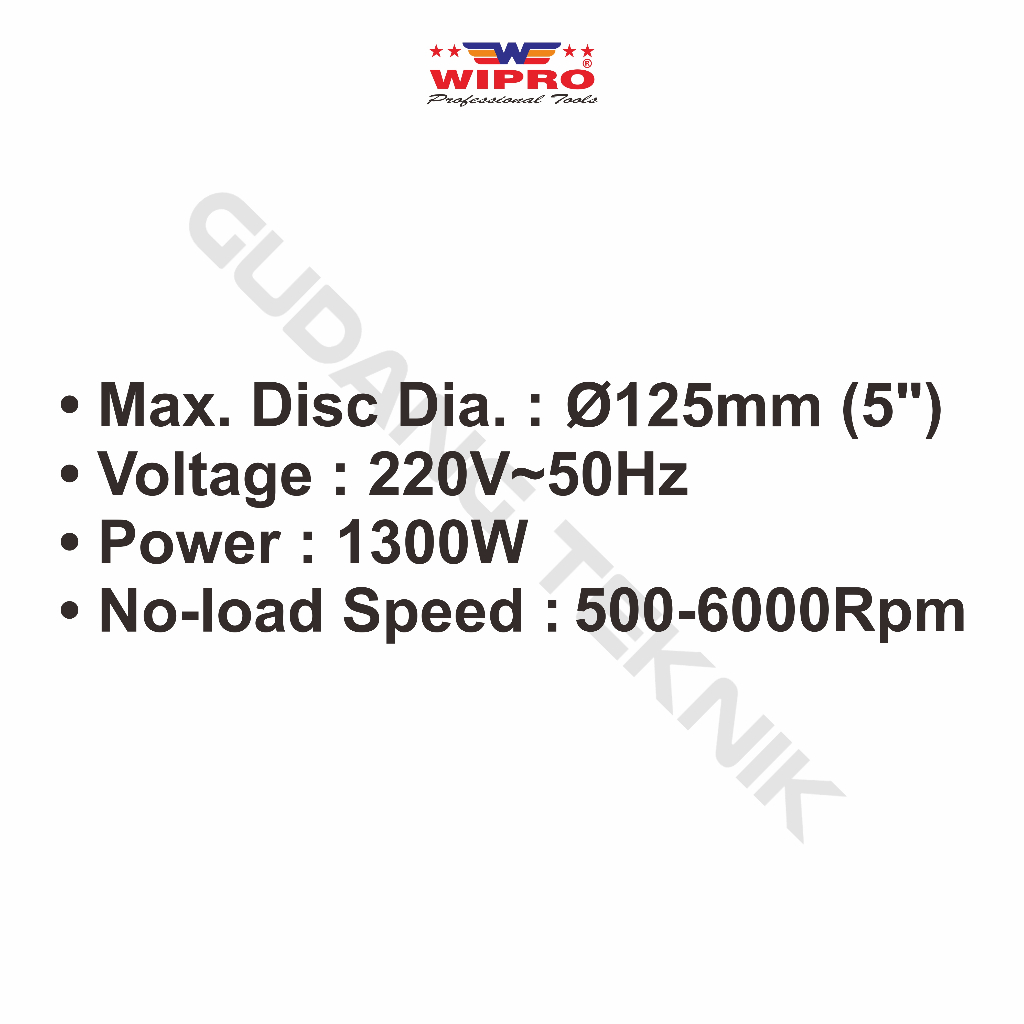 Mesin Gerinda Duduk 5&quot; WIPRO GDP-01 / Bench Grinder 5 Inch WIPRO GDP01 - Gerinda Duduk As Panjang 1300W GDP 01