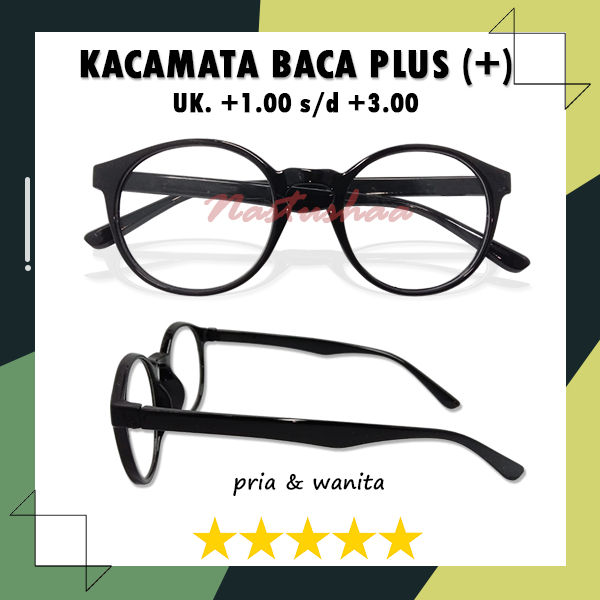 Kacamata Plus (+) Ukuran +1.00 s/d +3.00 Bingkai Plastik Model Oval Bulat Kacamata Rabun Dekat Untuk Pria/Wanita Unisex Terbaru NOCASE