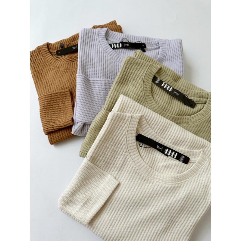 READYBASIC - BAJU KAOS LENGAN PANJANG BAHAN RAJUT WAFFLE