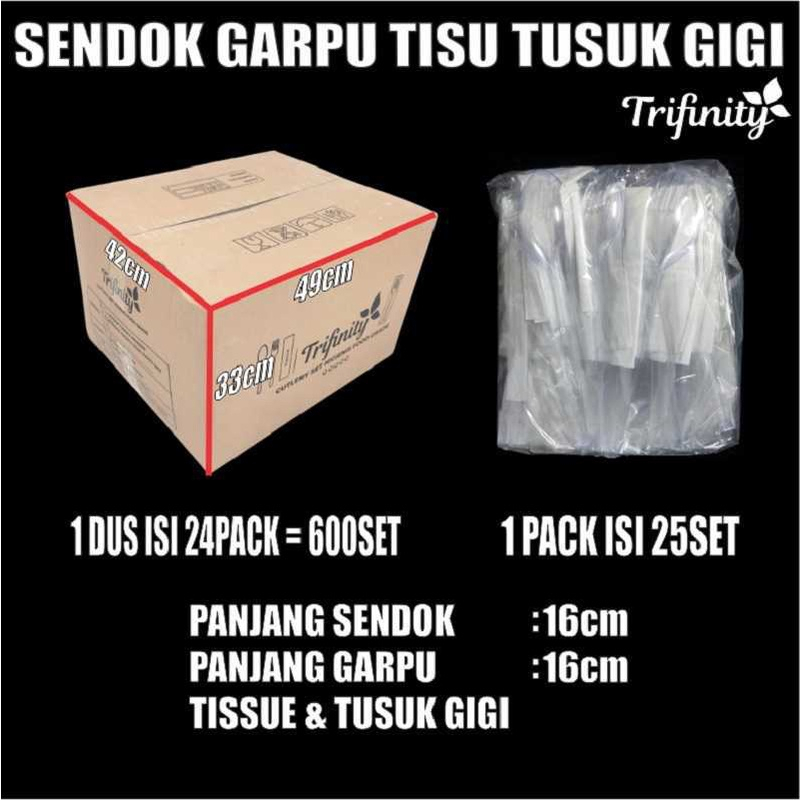Sendok Garpu Tisu Tusuk gigi Dus Higienis Tissue Steril Bungkus Plastik Trifinity Khusus Gojek SBY