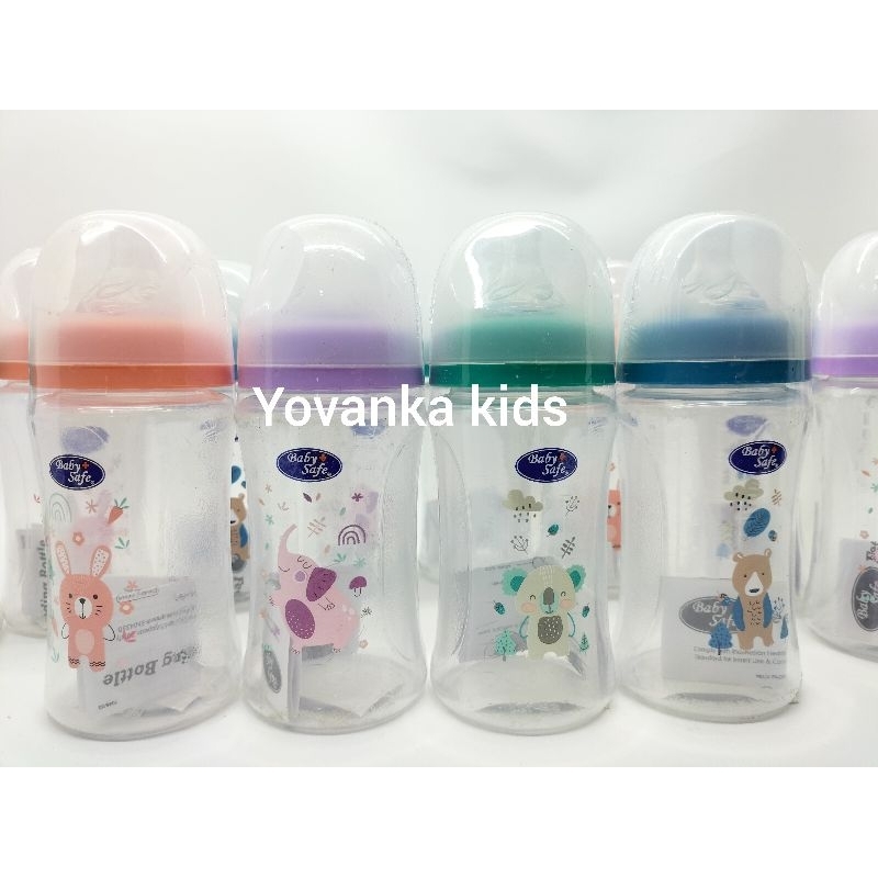 Botol Susu Wide Neck Baby Safe Karakter BPA Free DOT Nipple Double Katub 250 Ml/125 Ml WN08B/WN07