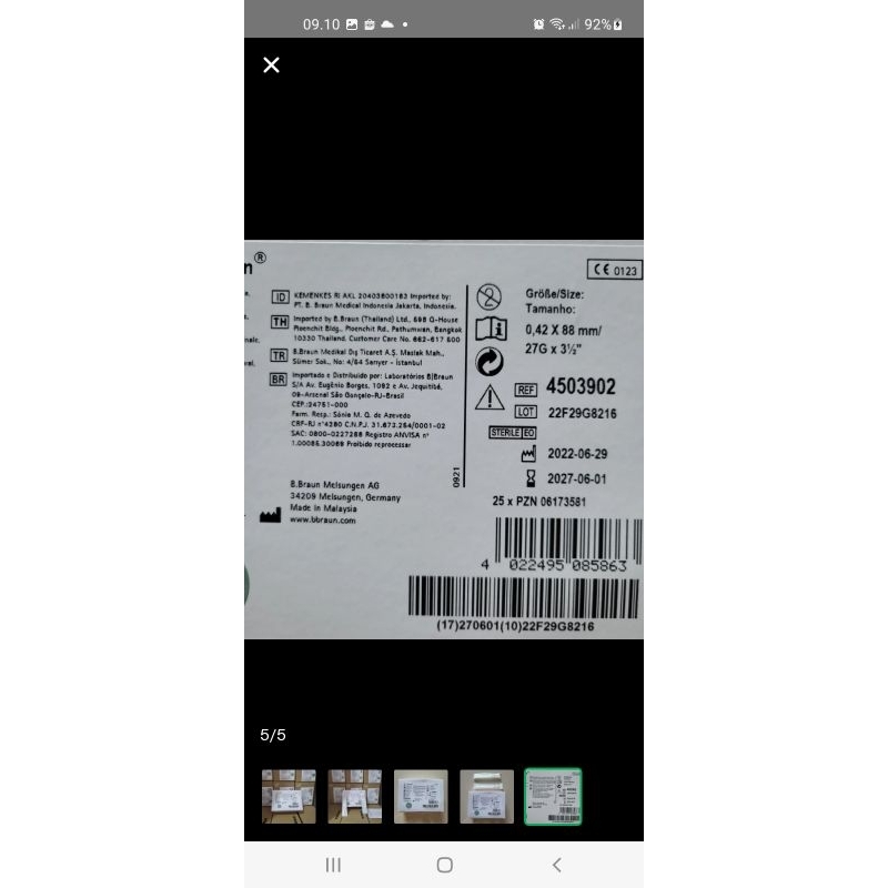 Spinocan 27G  BBRAUN/ Spinal Needle 27