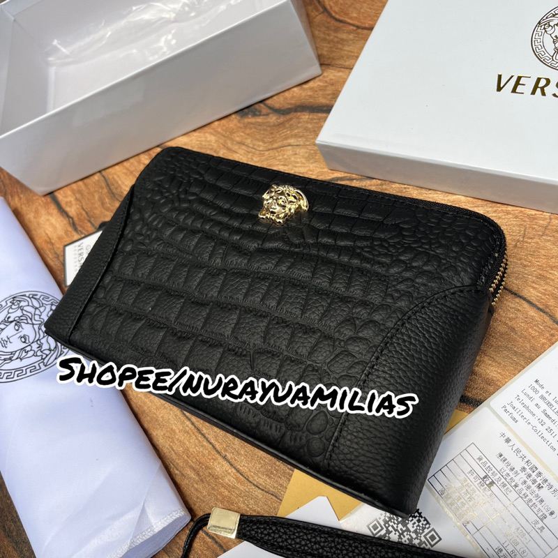 Clutch Versace dengan kode kunci kulit asli import premium clutch pria Versace clutch pria branded