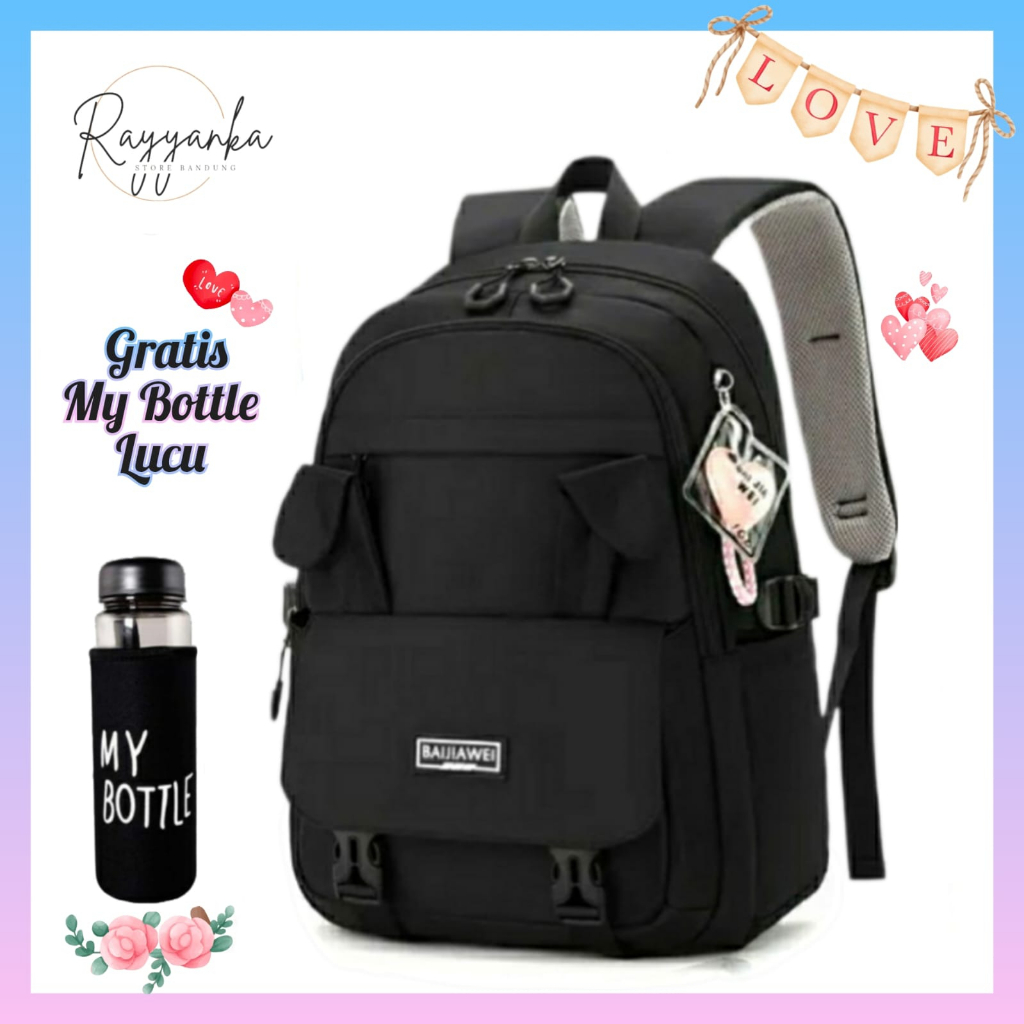 Tas Ransel Anak Perempuan Telinga Kelinci Gratis Botol Minum Untuk Anak Sd Smp Sma