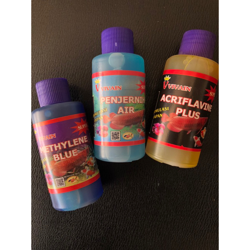 Paket Kuras Aquarium Obat Biru Kuning Garam Ikan