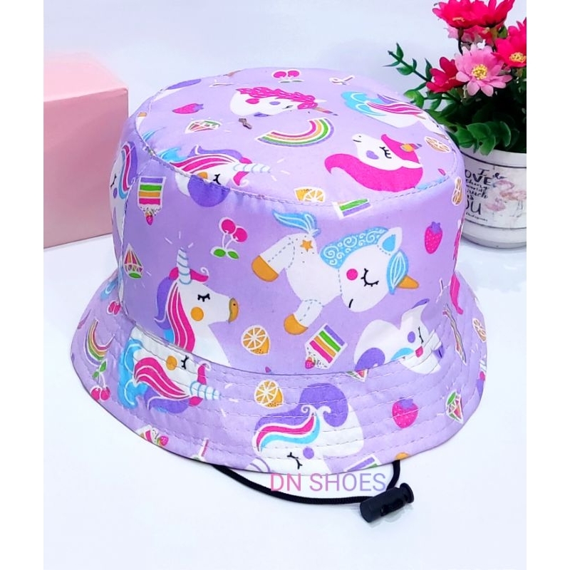 Paket Sepatu Anak Perempuan Topi Anak Lucu Paket Boots Anak Topi Pet Anak Karakter Unicorn Ungu Cute Usia 1 - 7 Tahun