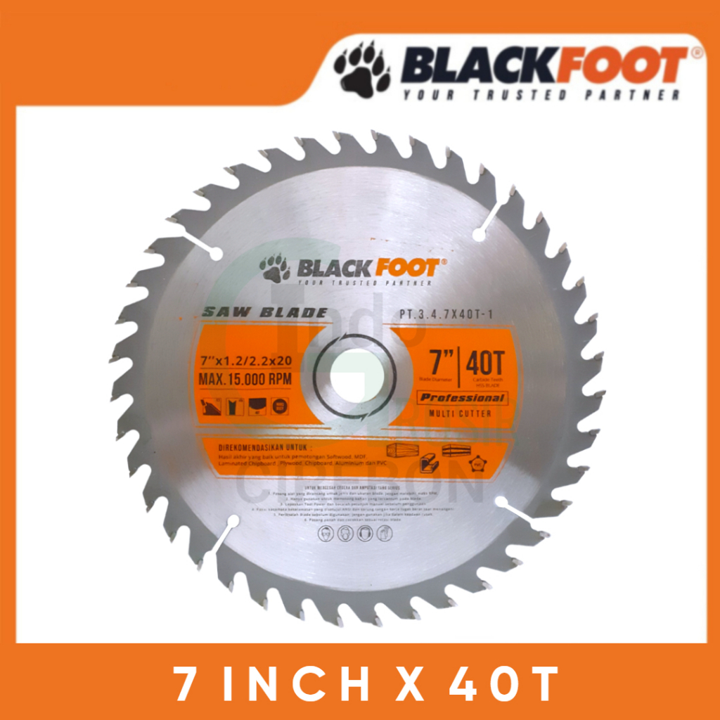 BLACKFOOT Mata Cicle Circular Saw 7&quot; X 40T Mata Gerinda Potong Kayu 7 inch 40T Gergaji Alumunium Murah