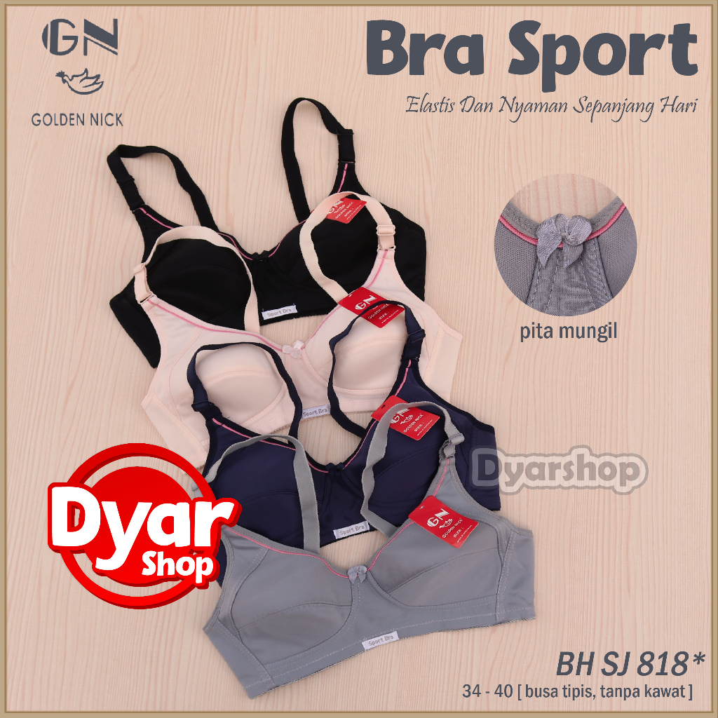 BH Golden Nick SJ 818 Sporty Bra || Bra Sport Wanita Dewasa Busa Tipis Tanpa Kawat - Dyarshop