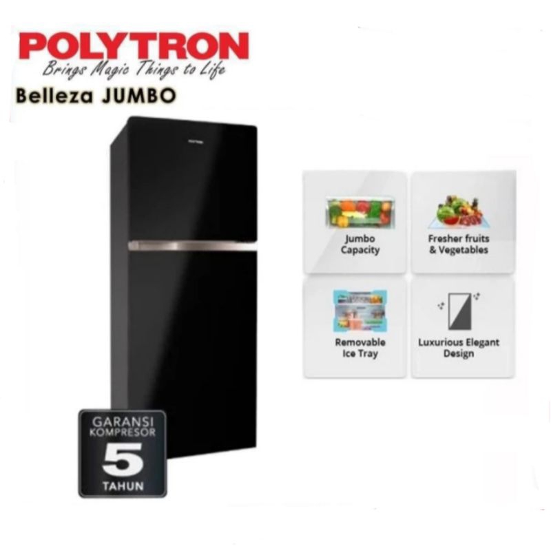 KULKAS 2 PINTU POLYTRON PRW-29MNX [ 260 LITER ] HITAM