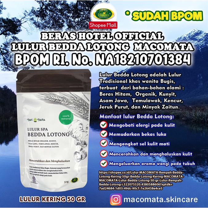 Lulur MACOMATA Rempah Bedda Lotong Kering 50gr - Bedda Lotong Kering MACOMATA - MACOMATA Lulur Bedda