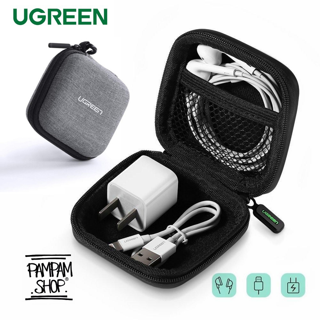 UGREEN ORIGINAL Earphone Case Pouch Gray Eva Bag Tempat Headset Kabel Charger Flashdisk FD Flash Disk Kotak Kecil Organizer Storage Ori
