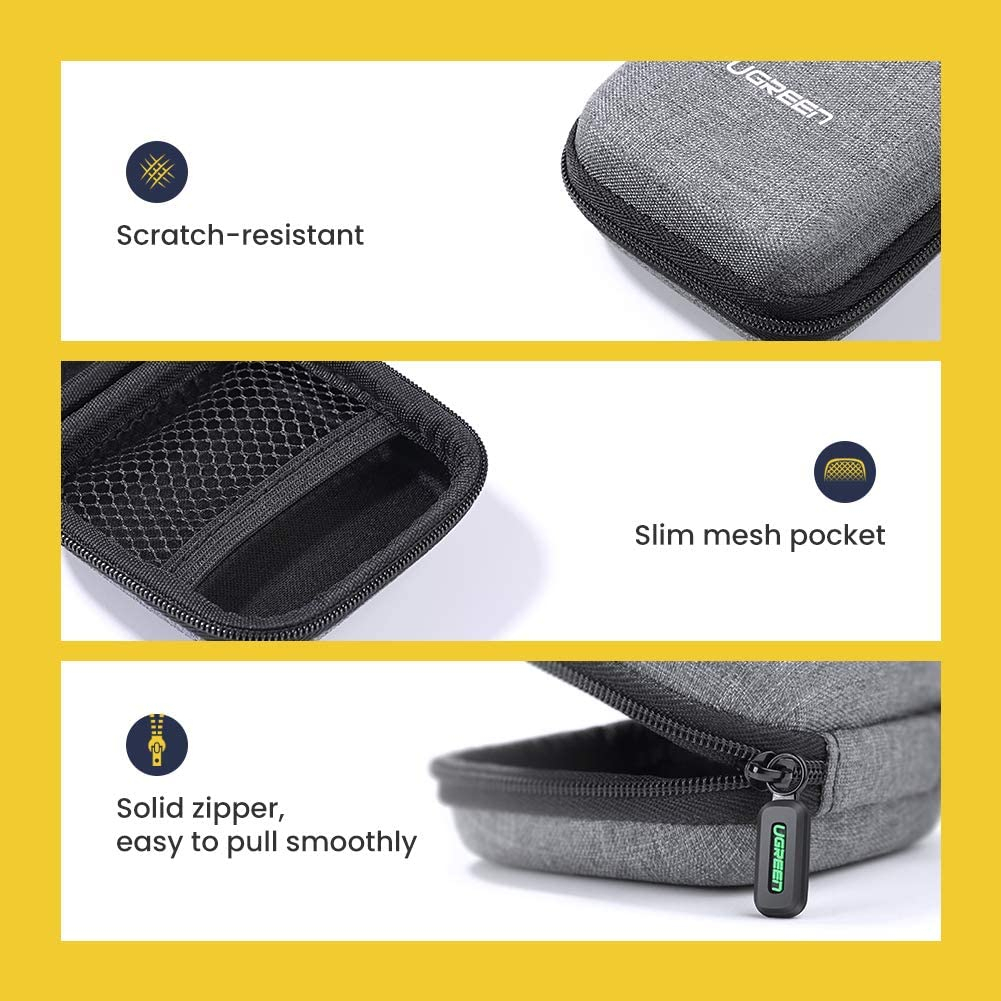 UGREEN ORIGINAL Earphone Case Pouch Gray Eva Bag Tempat Headset Kabel Charger Flashdisk FD Flash Disk Kotak Kecil Organizer Storage Ori