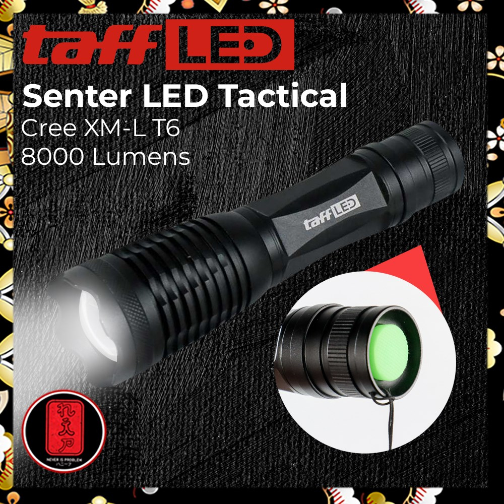 TaffLED Senter LED Tactical Cree XM-L T6 8000 Lumens - F18 - Black