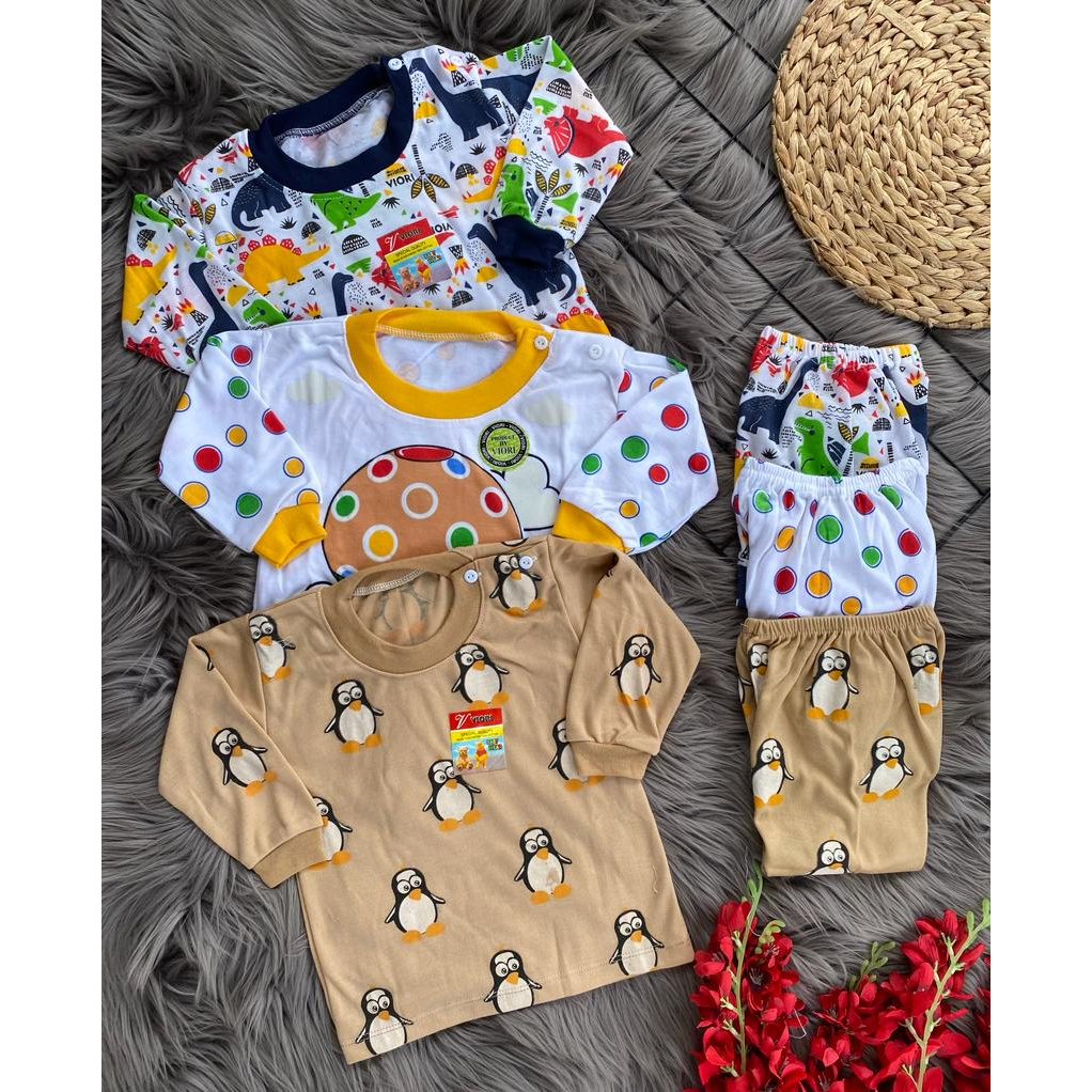 setelan baju bayi laki-laki/perempuan lucu murah 3-18 bulan (3 PCS) PAKET HEMAT