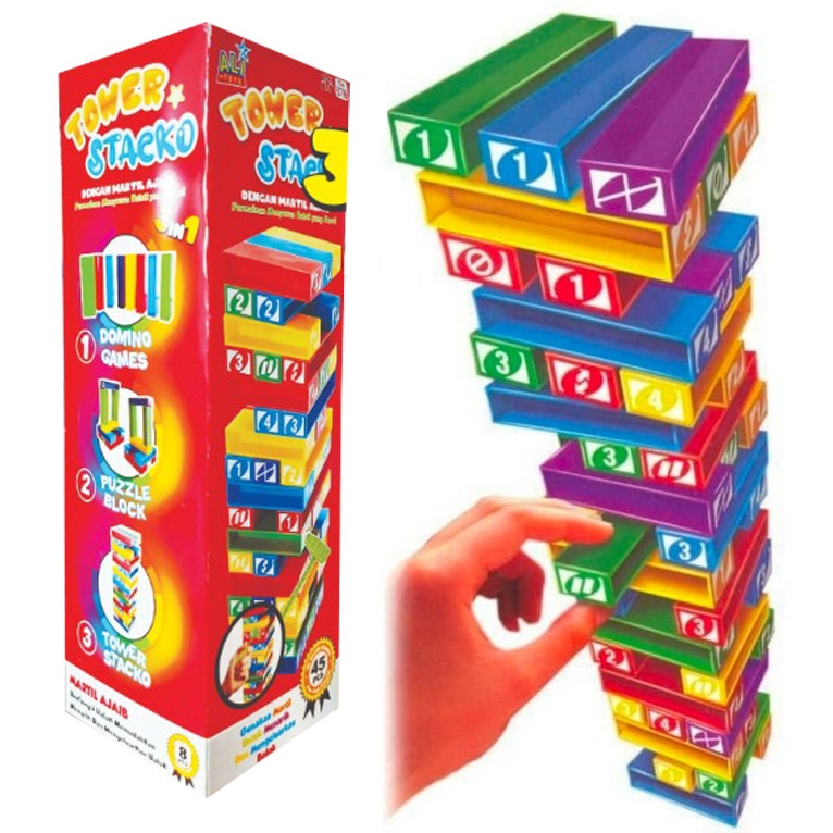 MAINAN ANAK PERMAINAN STACKO / MAINAN ANAK SUSUN BALOK FREE BUBBLE WAP