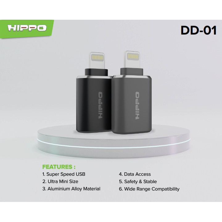 Hippo OTG Adapter Converter DD-01 USB A to Lightning iPhone iPad Plug Murah Connector Adaptor Connecter Fast Transfer