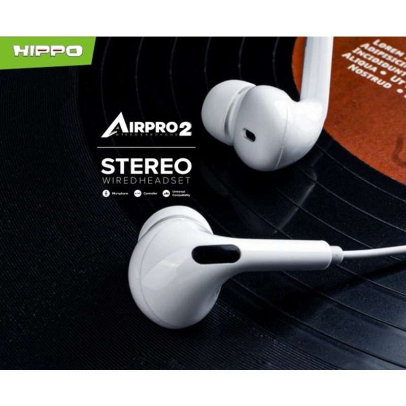 Hippo Earphone Airpro 2 Super Bass Jack 3.5mm Wired Handsfree Android Original Earbuds Headset