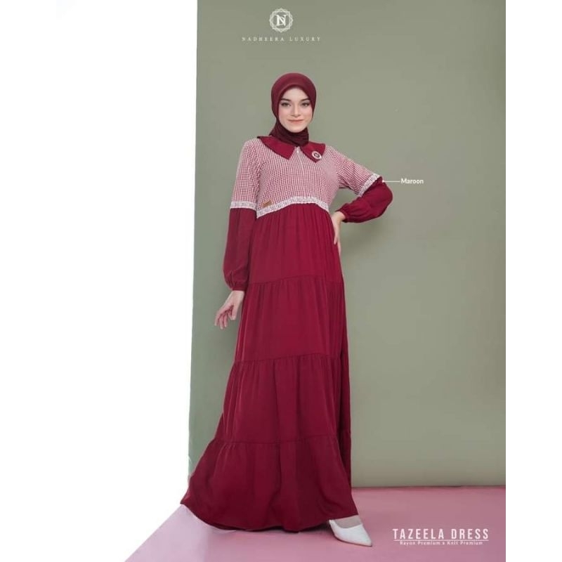 Tazeela Dress | Nadheera luxury | dress lebaran | rekomendasi gamis