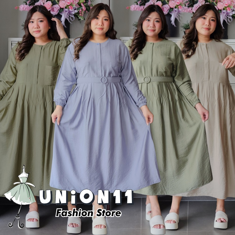 UNION11 - DRESS JUMBO WANITA LD 120 / GAMIS JUMBO WANITA / MAXI JUMBO BAHAN LINEN / DRESS JUMBO WANITA MUAT BB 80 KG LOVELY